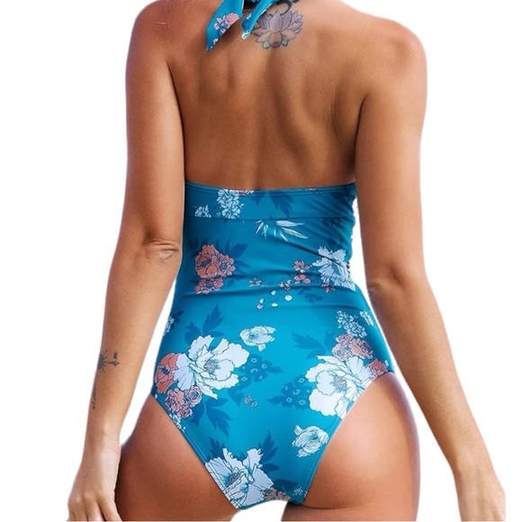 Cupshe Seafoam Garden One Piece Swimsuit with Tummy Control in Teal Floral NWT - Picture 10 of 16